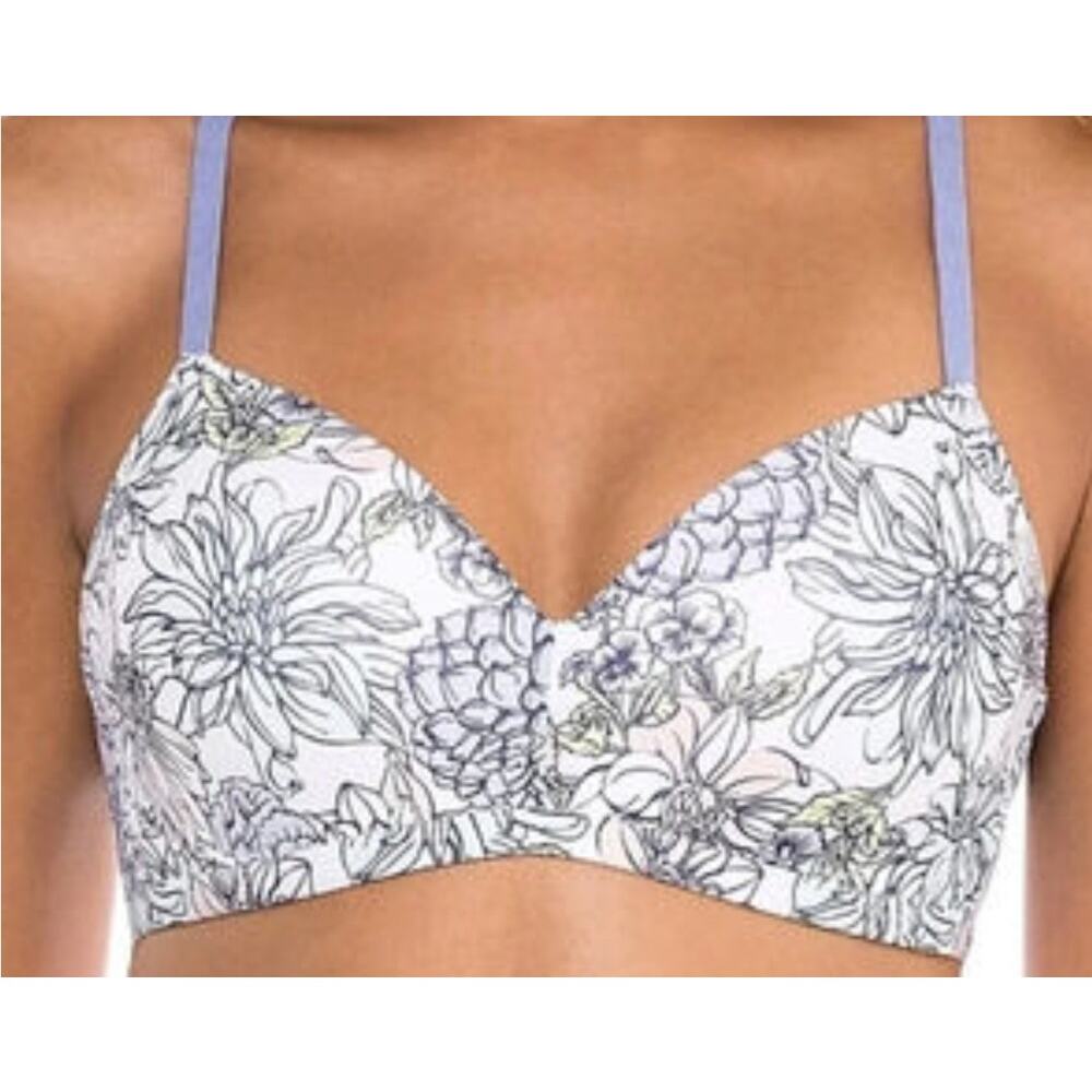 Kindly Yours Womens Floral Adjustable Strap Wirefree Tee Shirt Bra Size 36D NWT